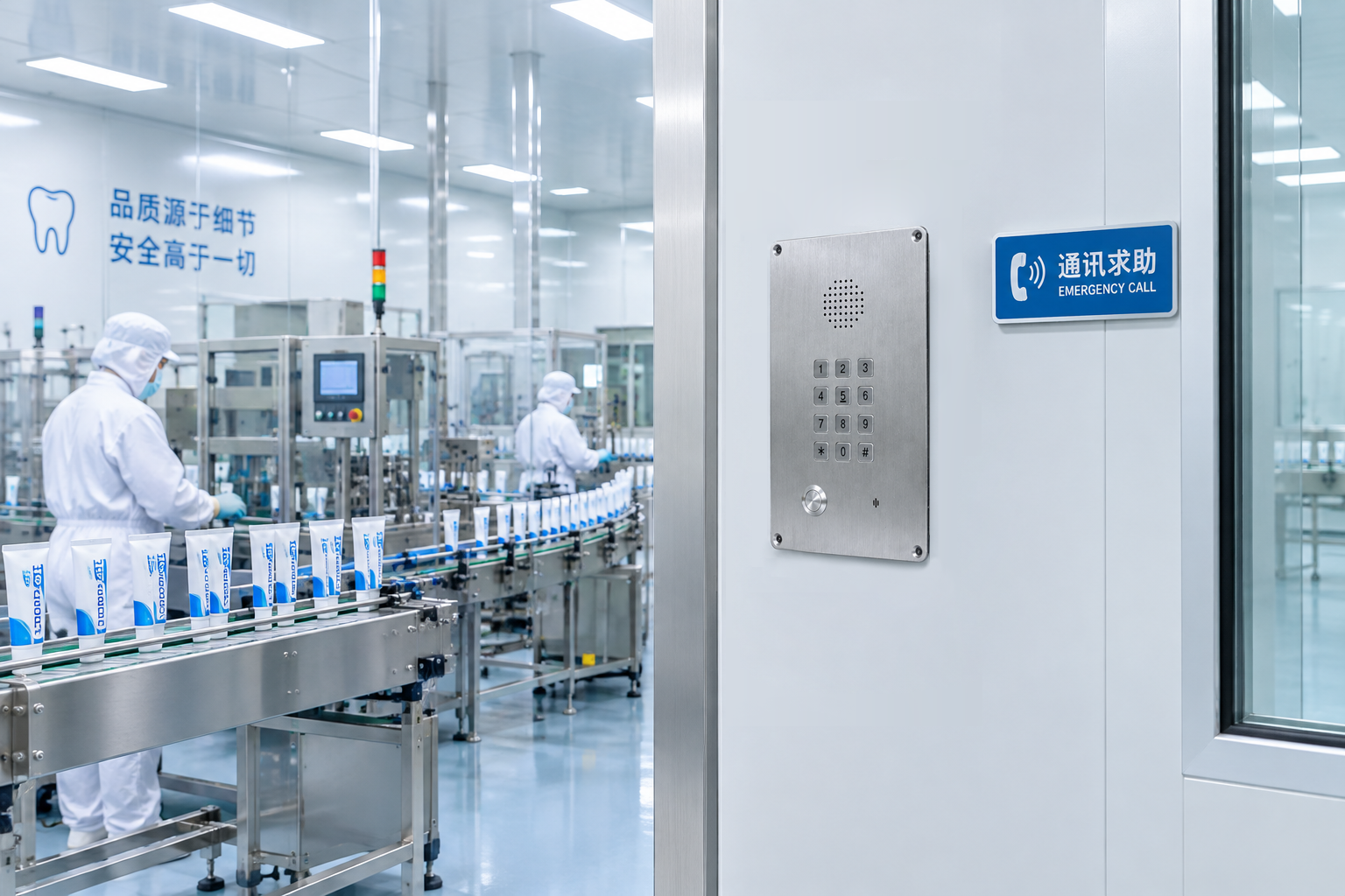 JR309-FK应用于重庆牙膏企业洁净室通信项目