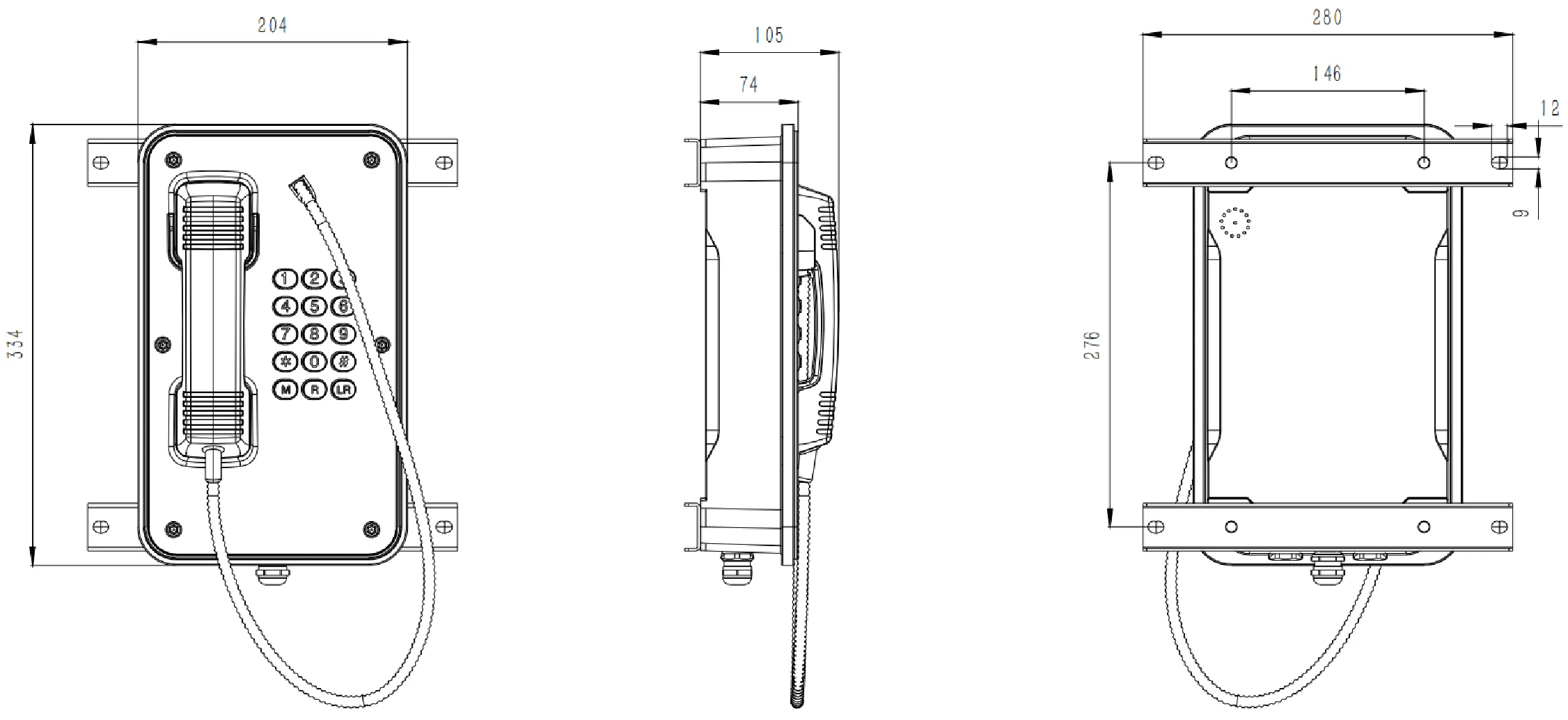 JR103-FK-LCD-4G Dimensions