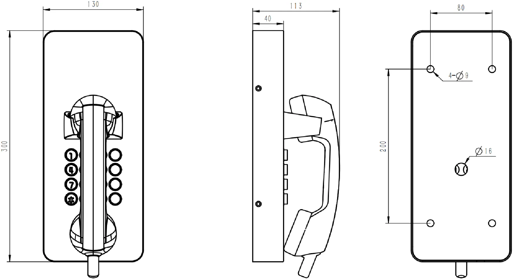 JR205-FK-SIP Dimensions