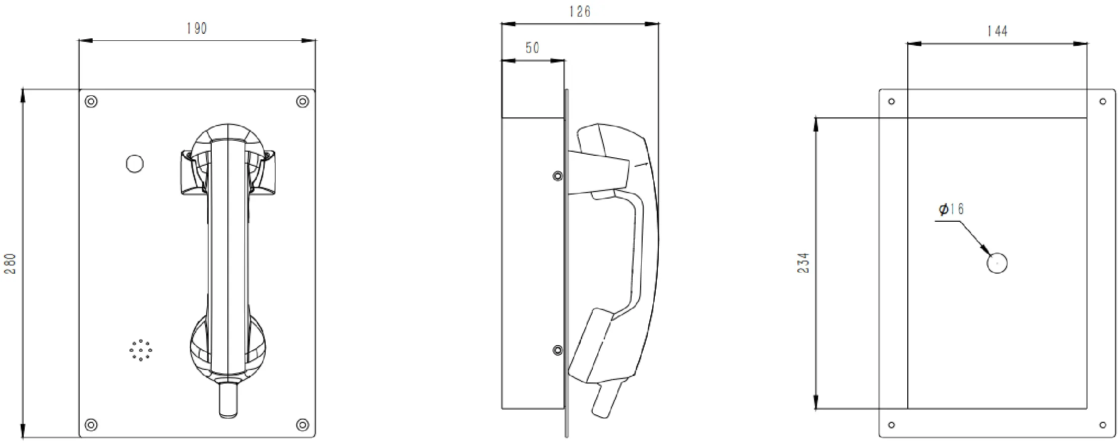 JR208-CB-SIP Dimensions