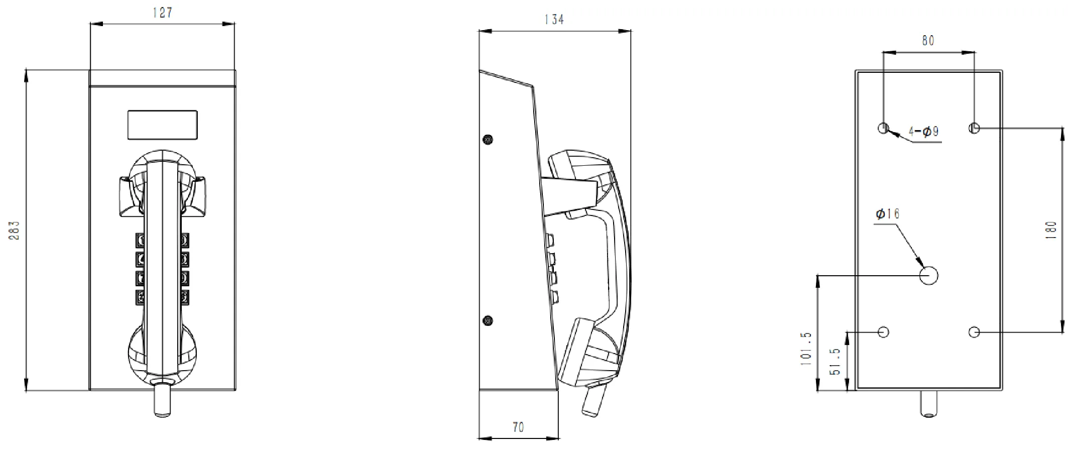 JR212-FK-4G Dimensions