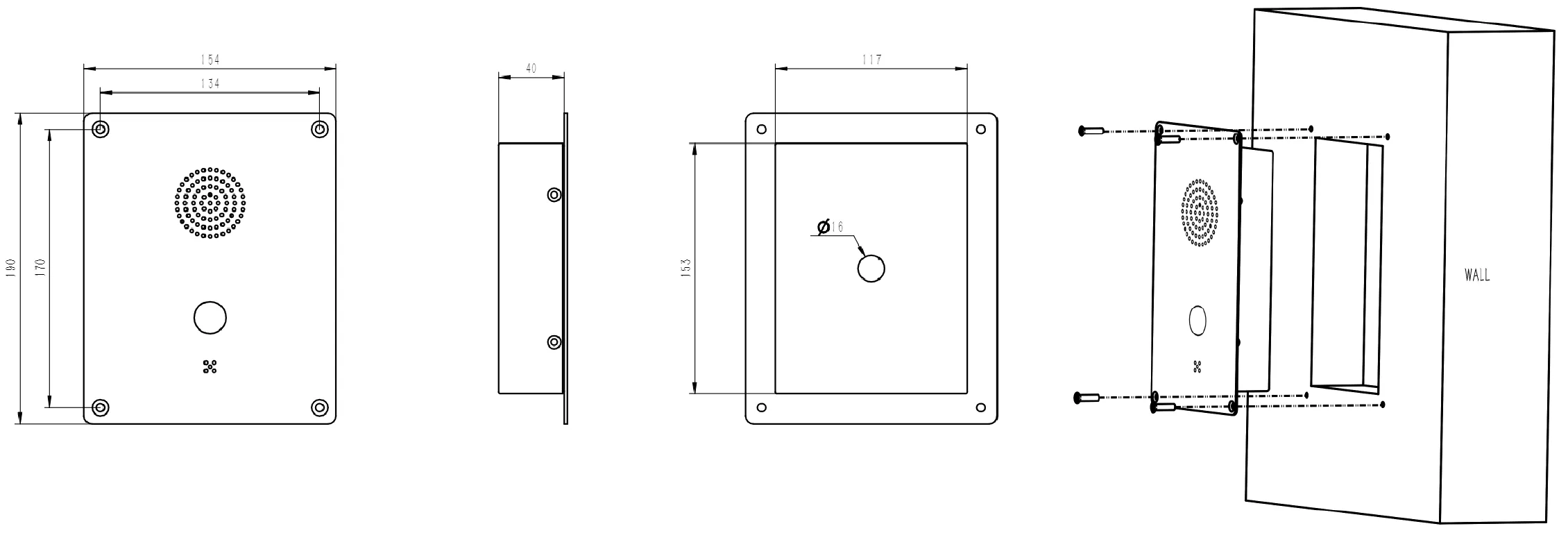 JR314-SC-AL Dimensions