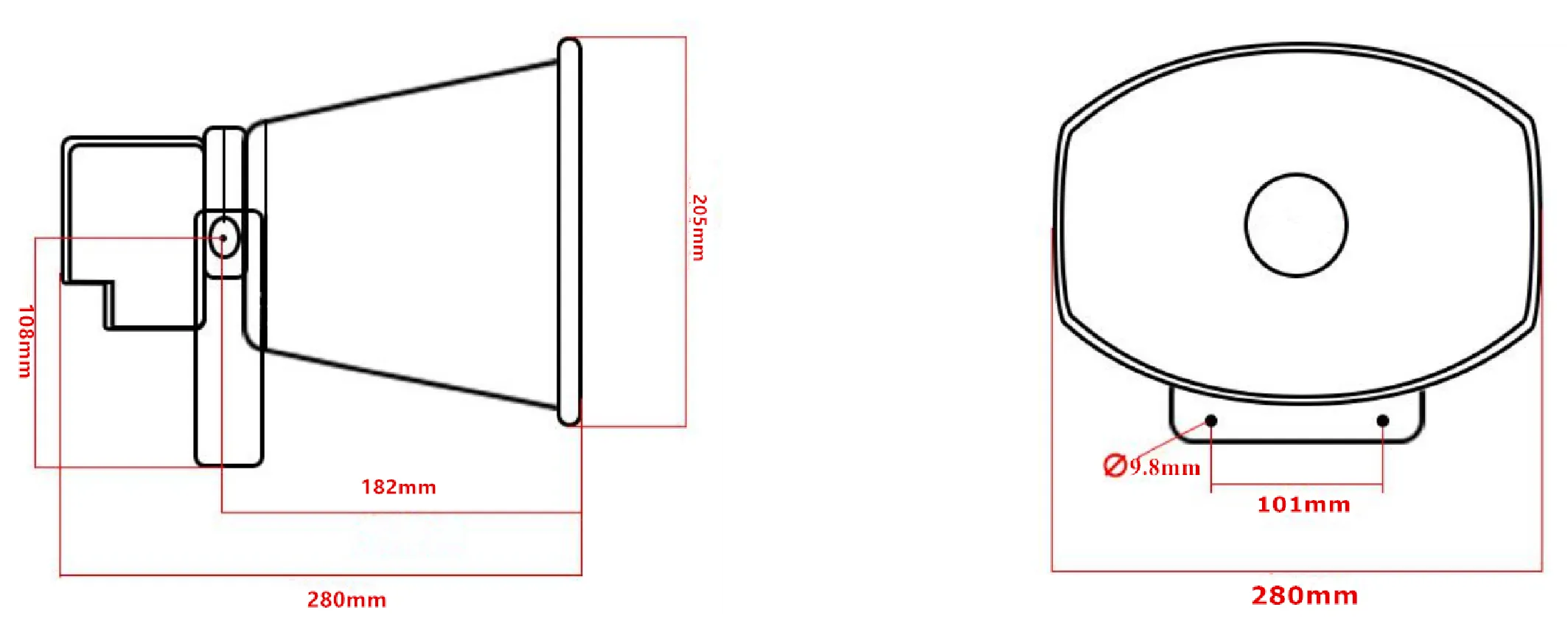 IP PoE Horn Speaker JRSP-SIP-02  Dimensions